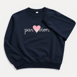 Blue sweatshirt with Par Avion logo